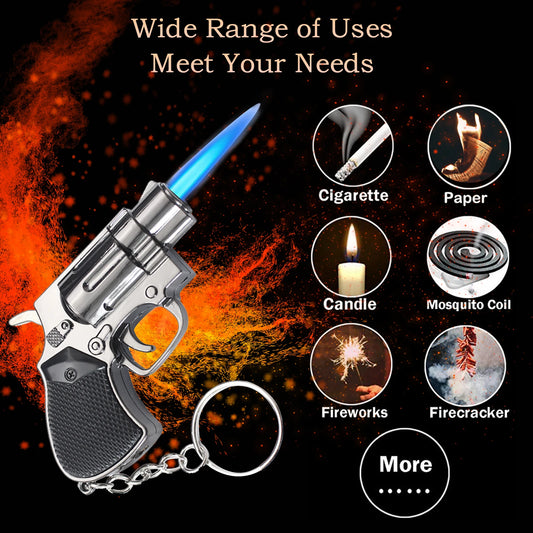 Gun Shaped Torch Lighter Keychain