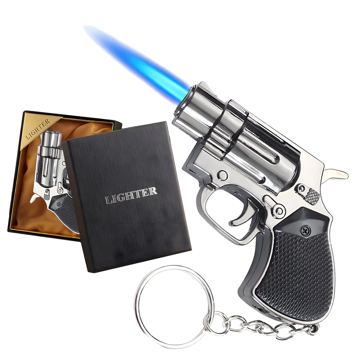 Gun Shaped Torch Lighter Keychain