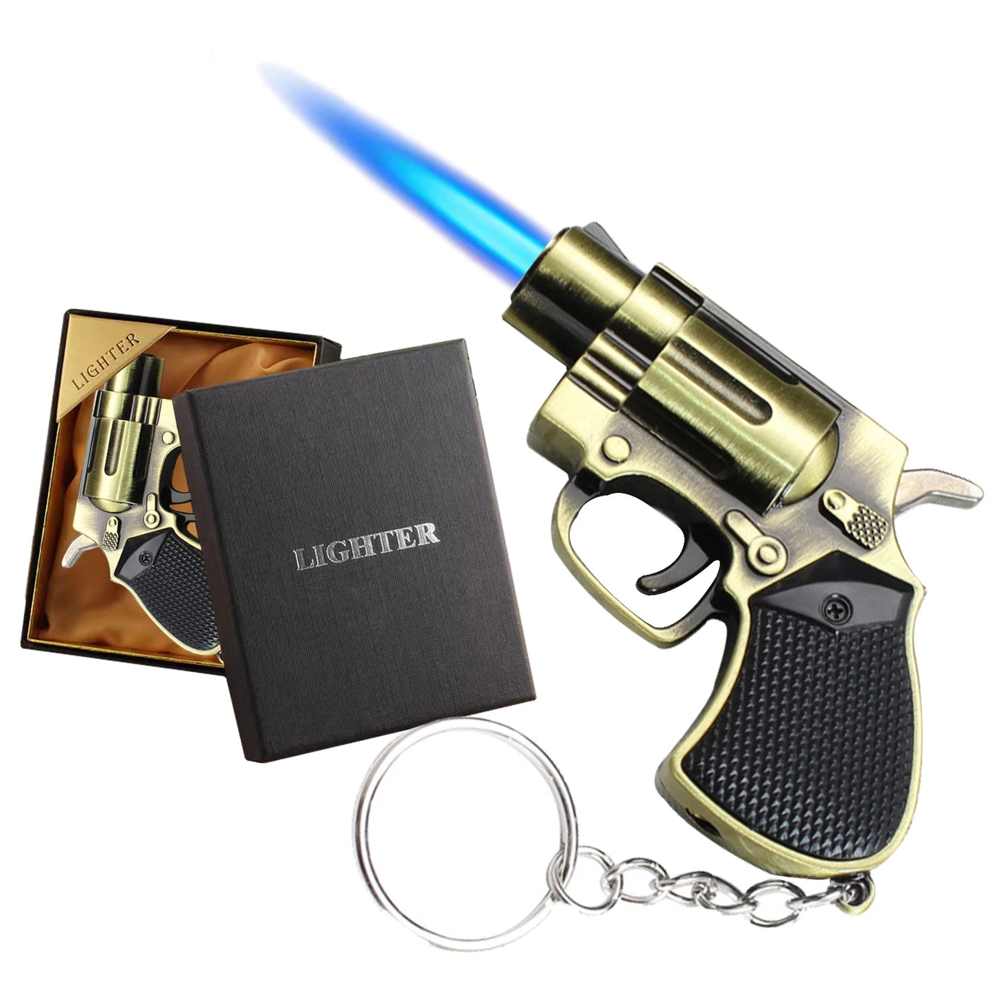 Gun Shaped Torch Lighter Keychain