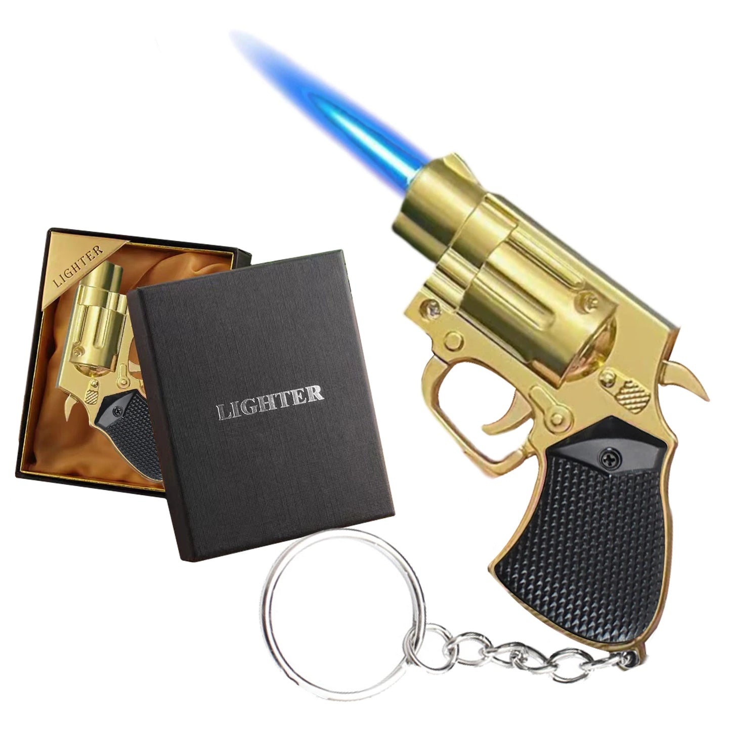 Gun Shaped Torch Lighter Keychain