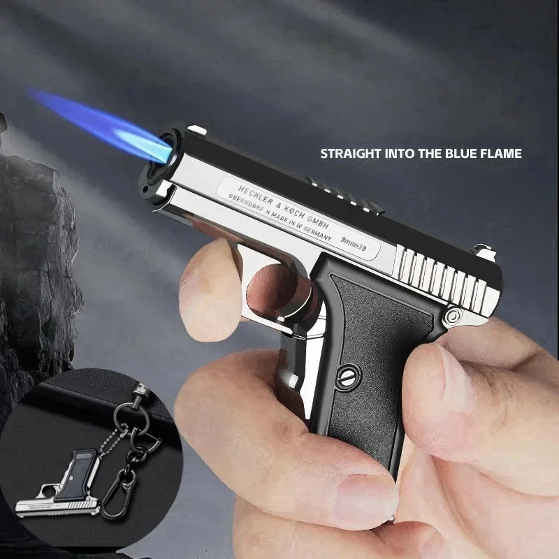 Pistol Shaped Torch Lighter Keychain